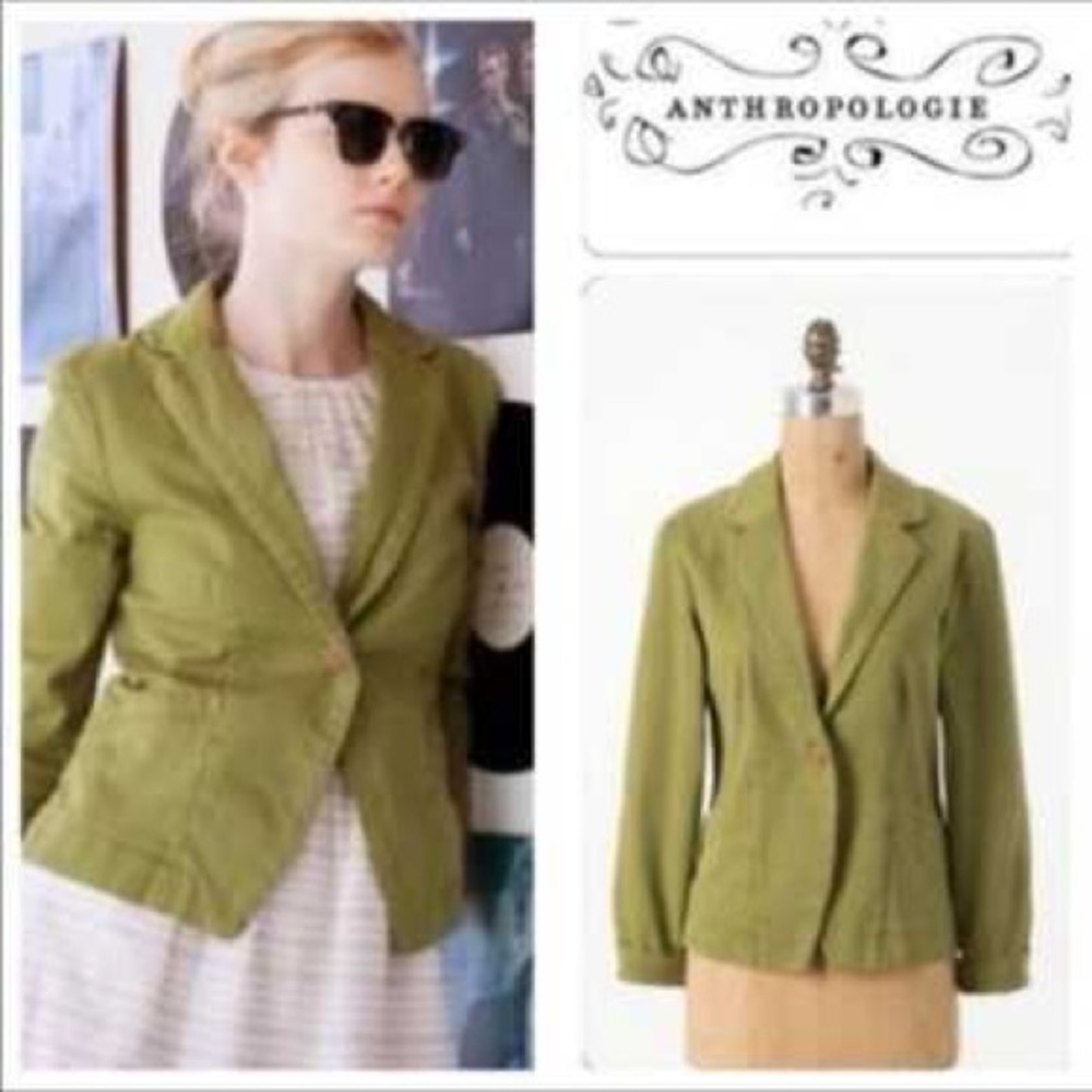 ✨3 for $30 ✨ Cartonnier | Kittery Elbow Patch Blazer | Olive Green | 4 | Flaw